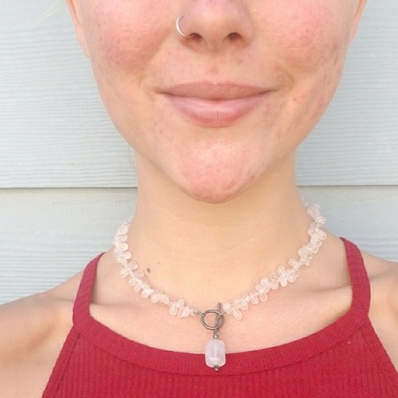 Rose quartz necklace crystal choker fancy choker - Picture 1 of 1